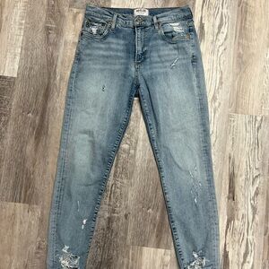 Agolde Jeans Womens 29 Blue Sophie Skinny Crop Distressed Hem Denim stretch